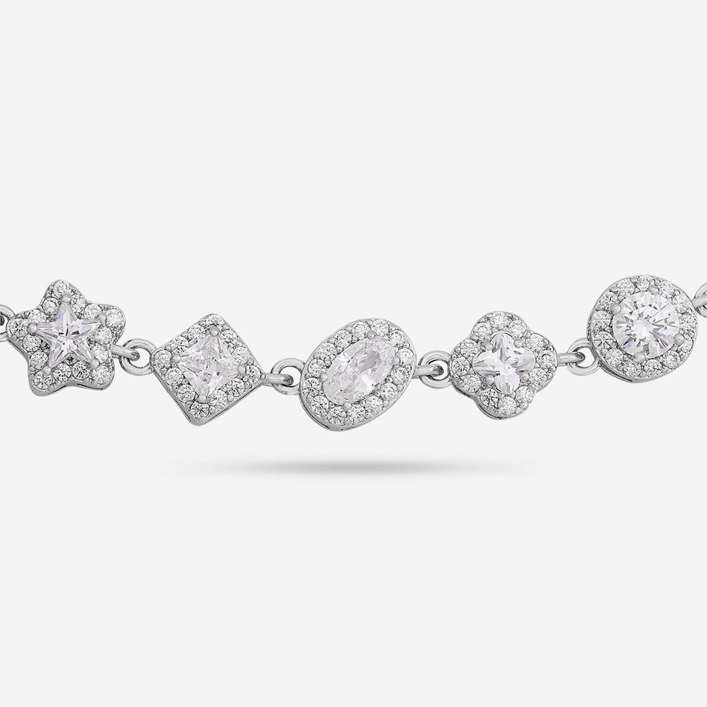 White - Plated Party Wear Zircon Bracelet - 459691 : 459692