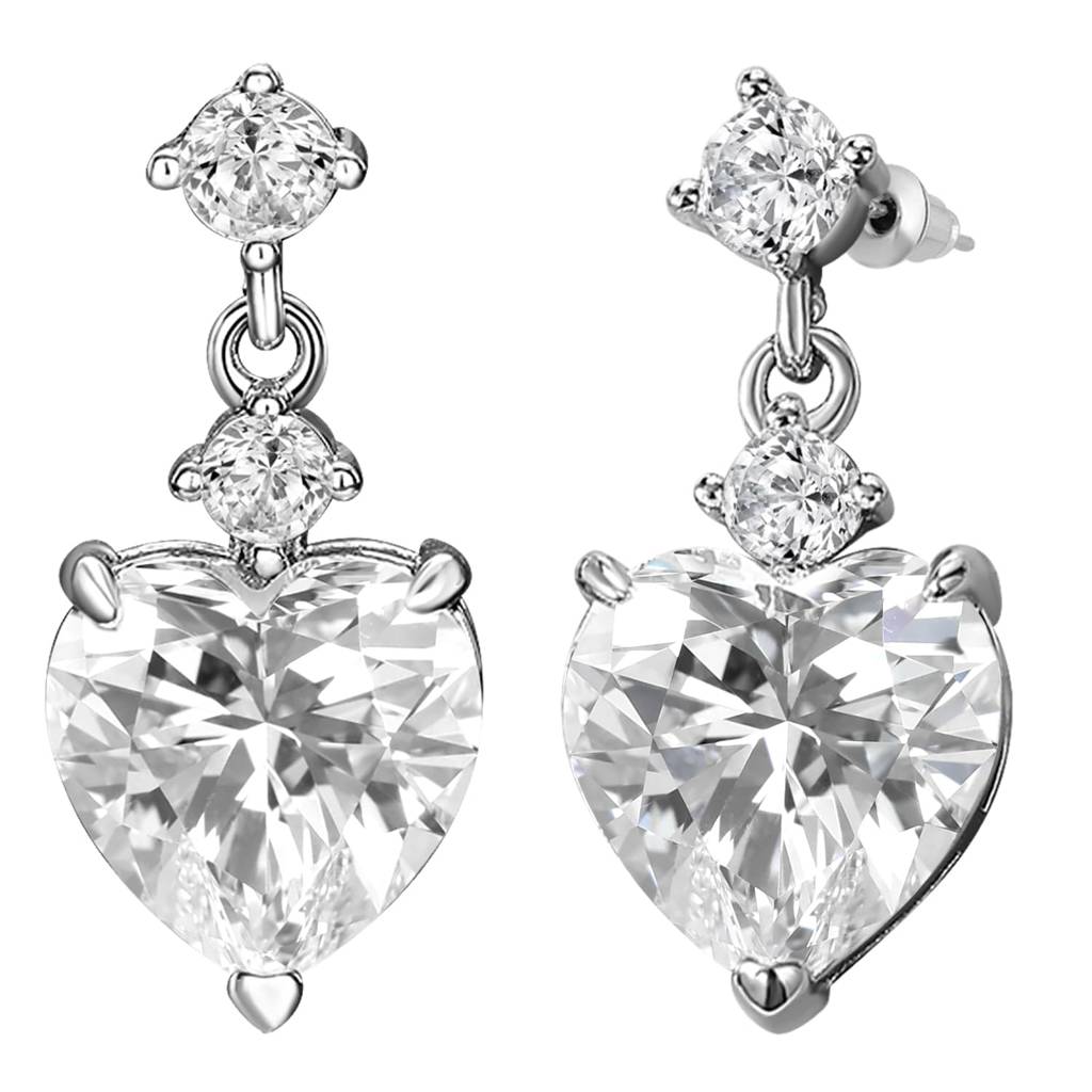 Crystal Studded Heart Shaped Drop Earrings Stylish Fashion Jewellery For Women & Girls : PX9E3035W