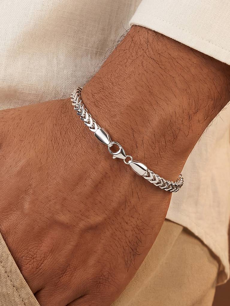 Touch925 Pure 925 Silver Men’S Franco Link Chain Bracelet : CDGB231