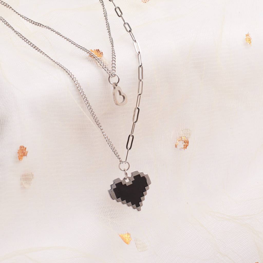 Palpita Layered Necklace : NS12277-S-BLK