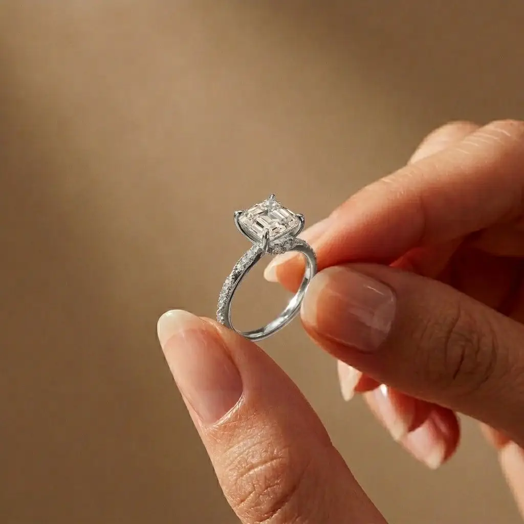 2.99Ct Moissanite Asscher Cut Pave Twist Ring : ZLM10020-10N