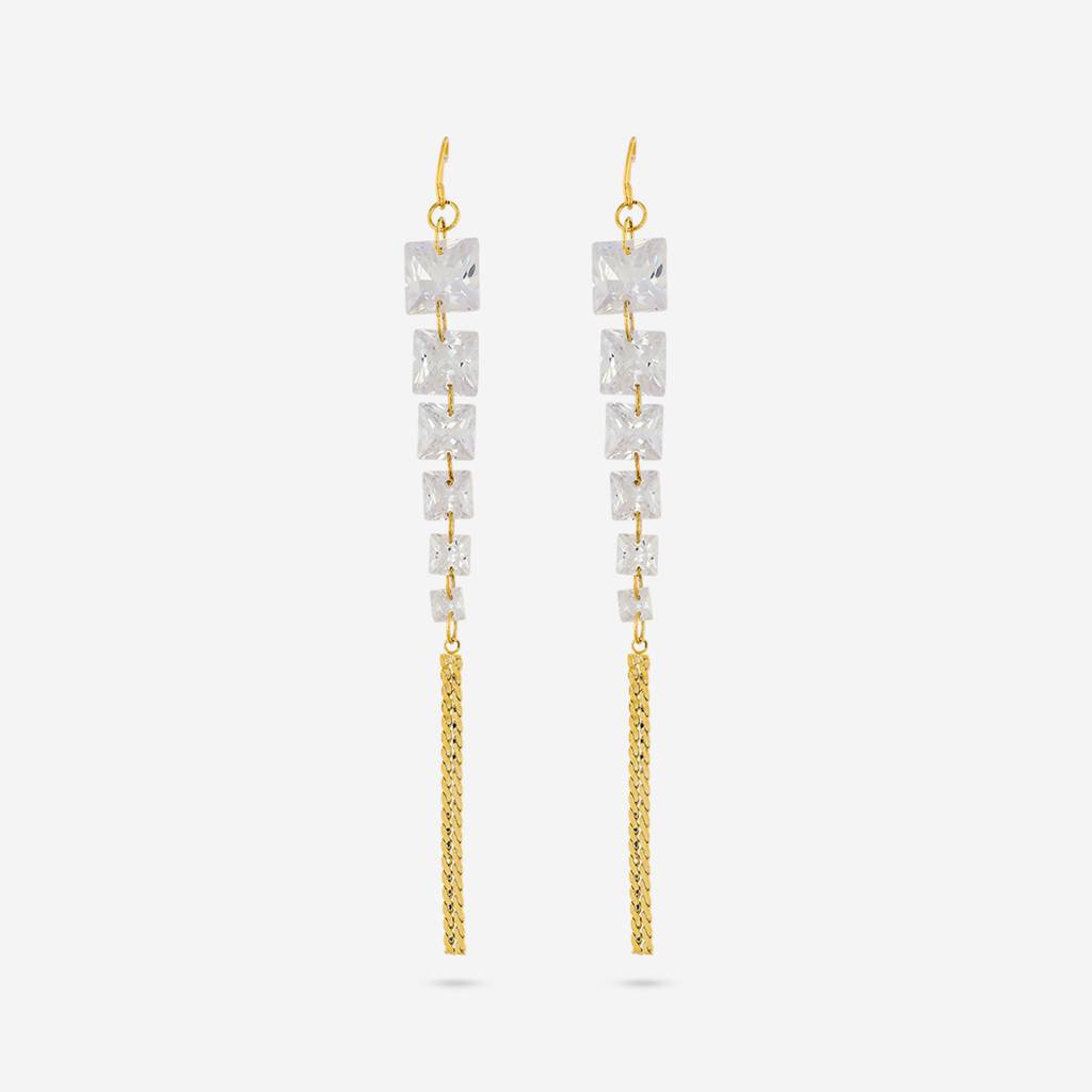 White Gold - Plated Casual Wear Trendy Zircon Earring - 460281 : 460281