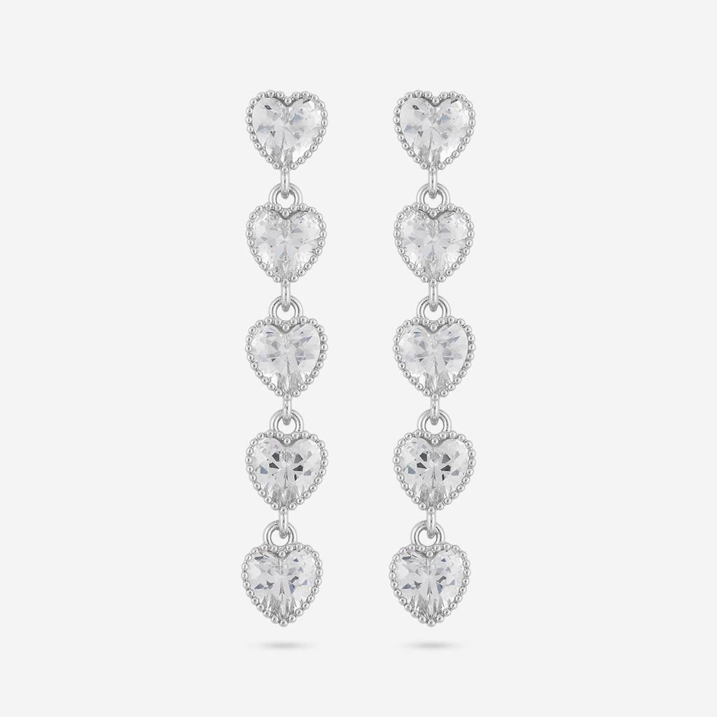White - Plated Casual Wear Trendy Zircon Earring - 466899 : 466900