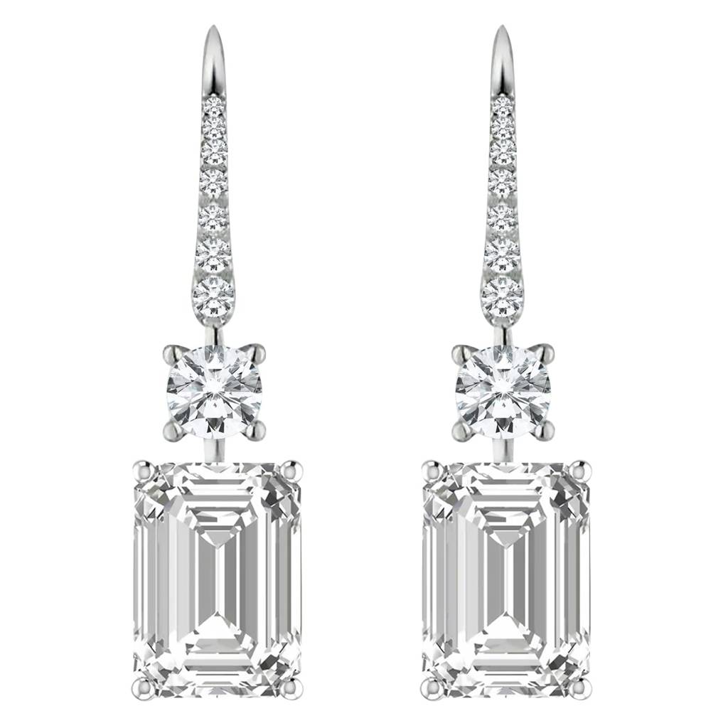 American Diamond Studded Silver Plated Drop Earrings Fashion Stylish Jewellry Gift For Girls & Women (Px8E83) : PX8E83