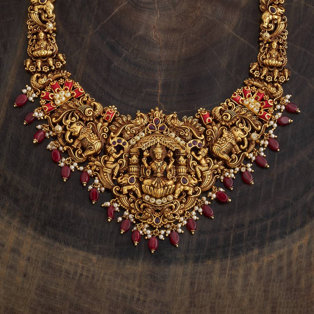 Ruby-Coral Gold - Plated Bridesmaid Antique Necklace - 435953 : 435953