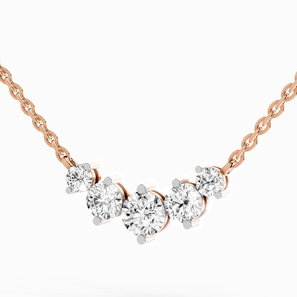 Lab Grown Diamond 1.31 Carat Round Graduated Bar Pendants14K : SPN19541-NK-14KR-131CT