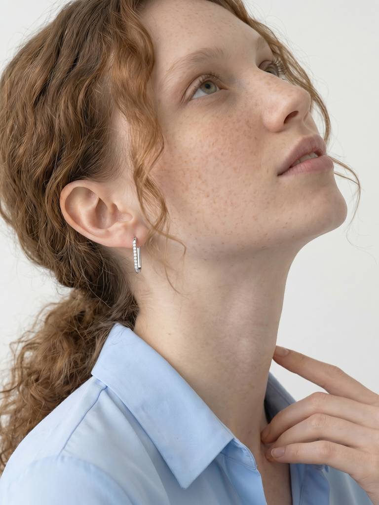 Sleek Link Earrings For Women - Waterproof & Anti-Tarnish : ER1038