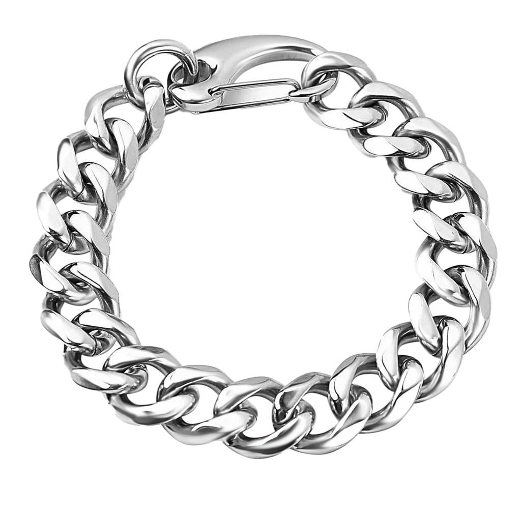 Silver Plated Cuban Link Chain Openable Bracelet Contemporary Jewellery For Men & Boys : PX9B203S
