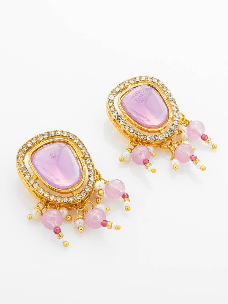 Gold Plated Lavender Stone Kundan Choker Necklace Set : NK4900