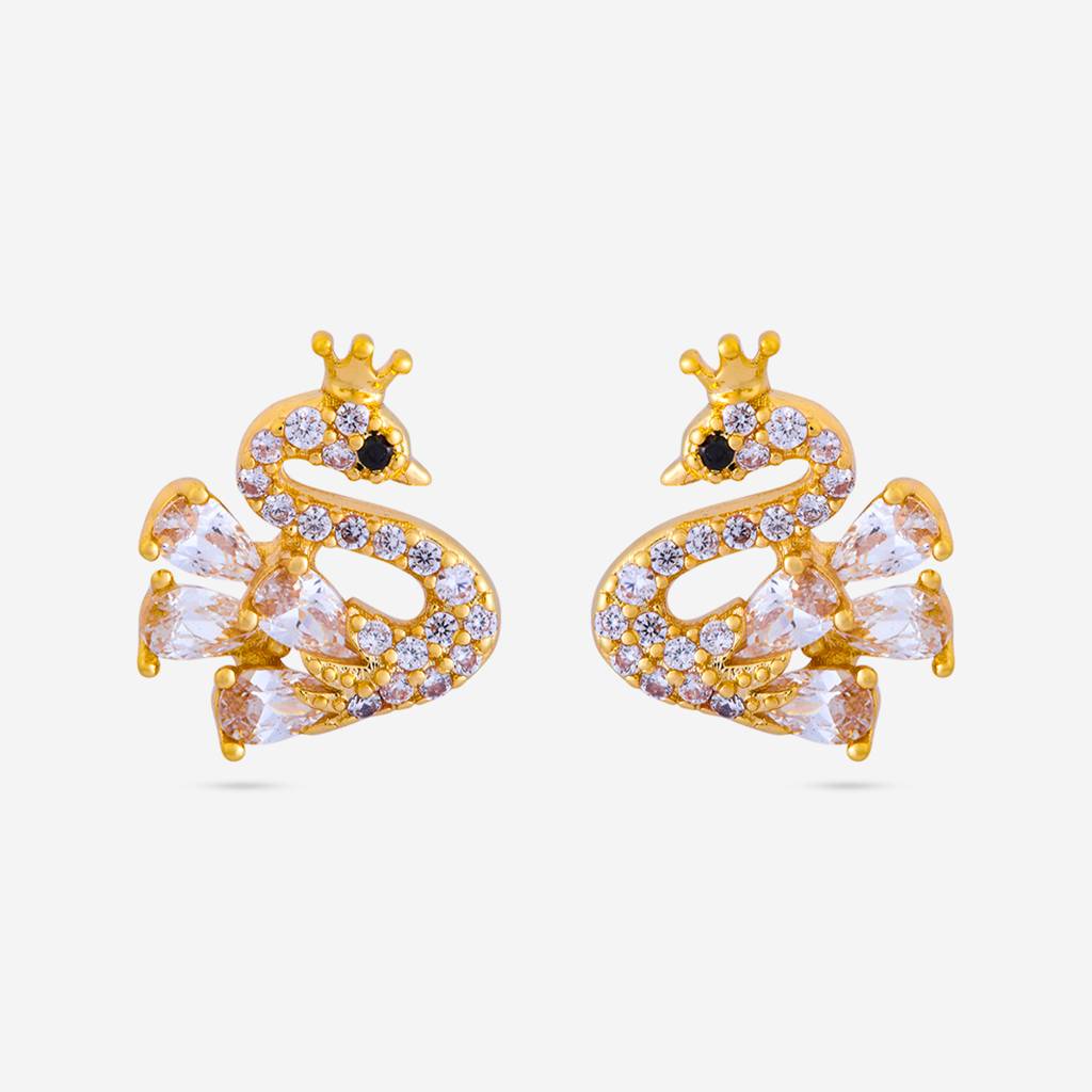 White - Plated Casual Wear Trendy Zircon Earring - 466991 : 466991