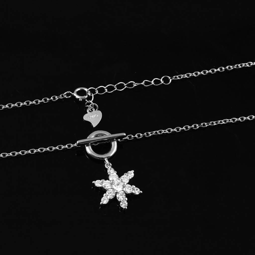 925 Silver Starburst Toggle Pendant Necklace : ZIRAK-Pendant-034