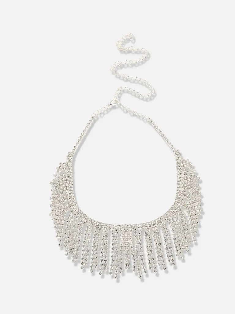 Zoya-Silver Plated Designer Party Necklace And Earring Set For Women : SOHNCK3478