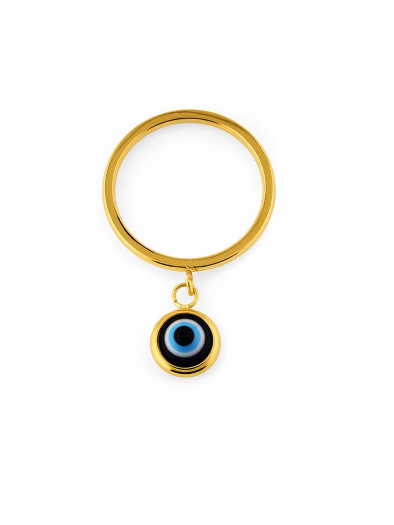 18K Gold Plated Evil Eye Ring Stainless Steel Waterproof & Anti-Tarnish : R40ASSS7G