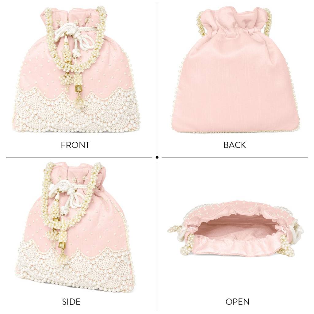 Potli Purse For Women Handmade Handbag Stylish Bridal Fashion Ethnic Wristlet Bag For Girls : P204PK