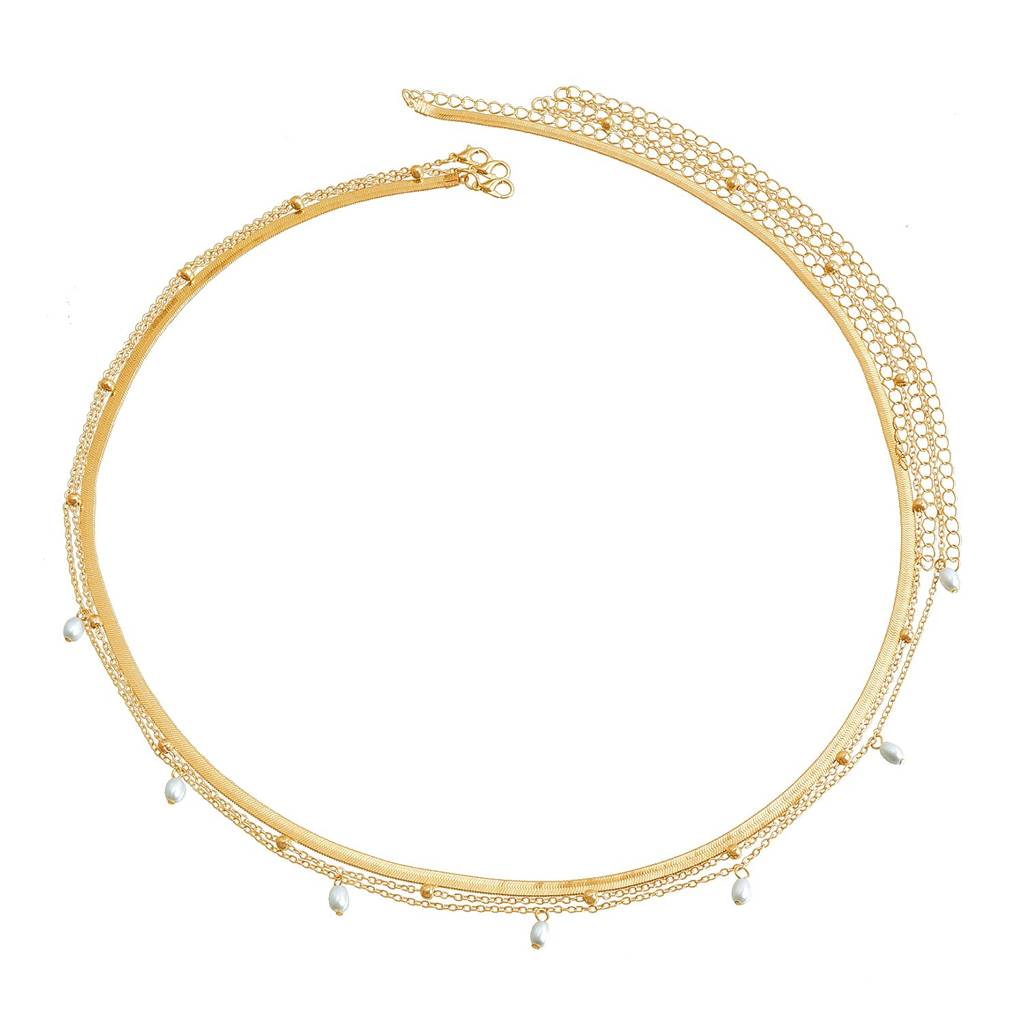 Gold Plated Pearl Studded Contemporary Belly Chain Kamarbandh Jewellery For Women & Girls : PX9BCH062G