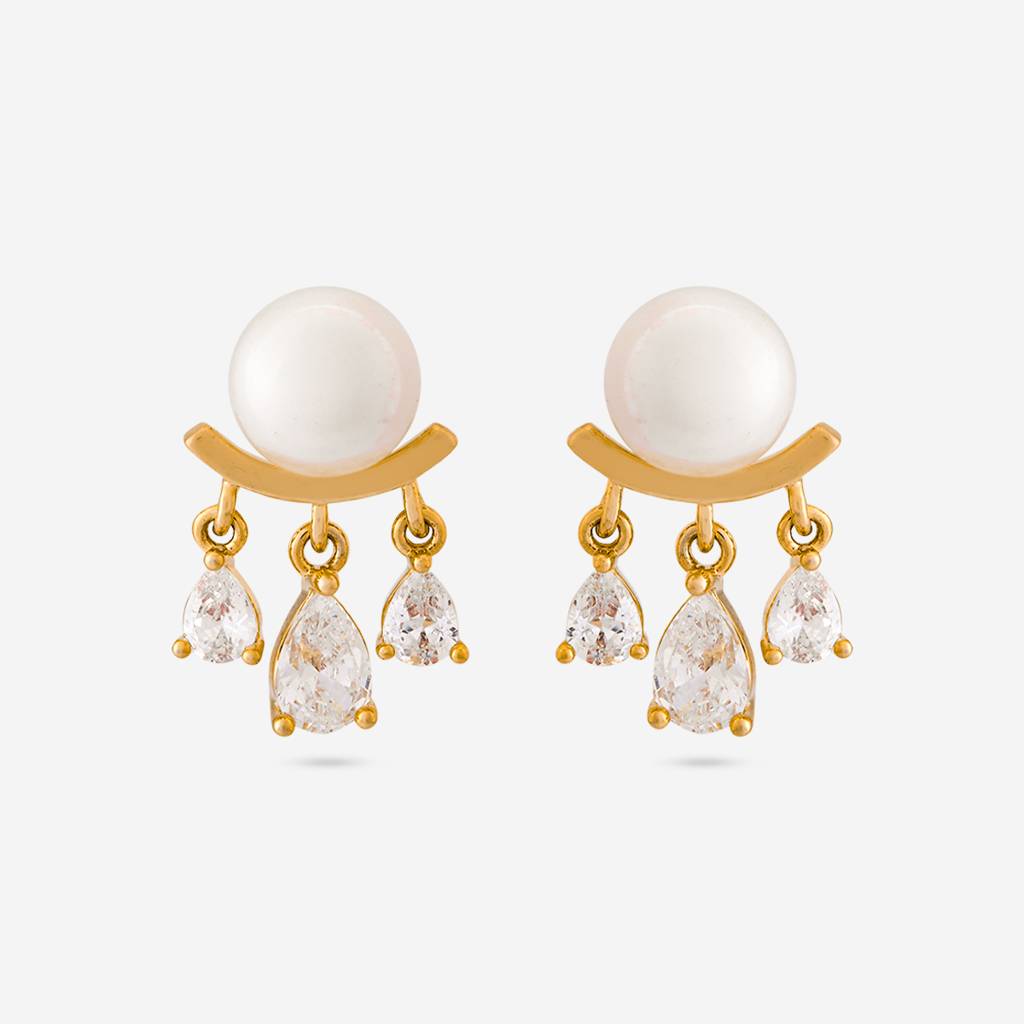 Pearl Gold - Plated Casual Wear Trendy Zircon Earring - 464755 : 464755