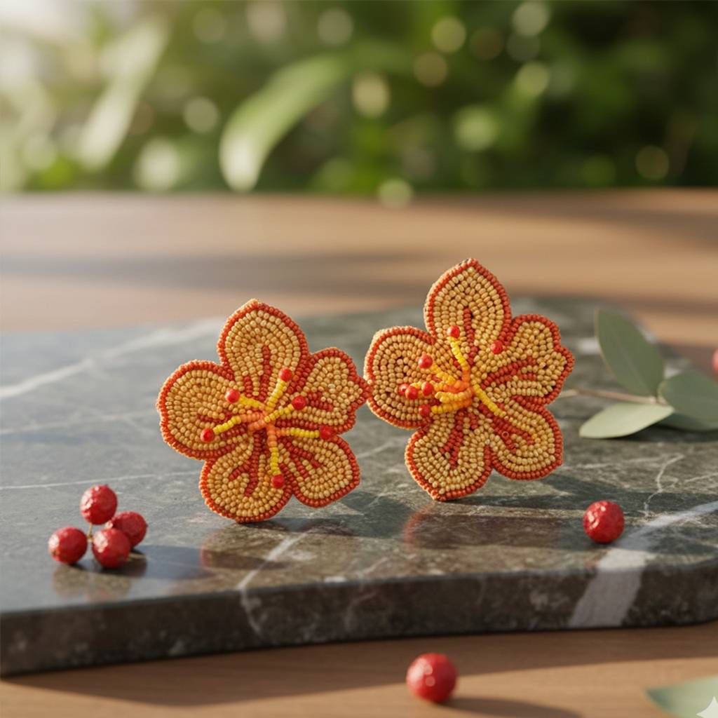 Boho Hibiscus Bead Earring : ER07HBE
