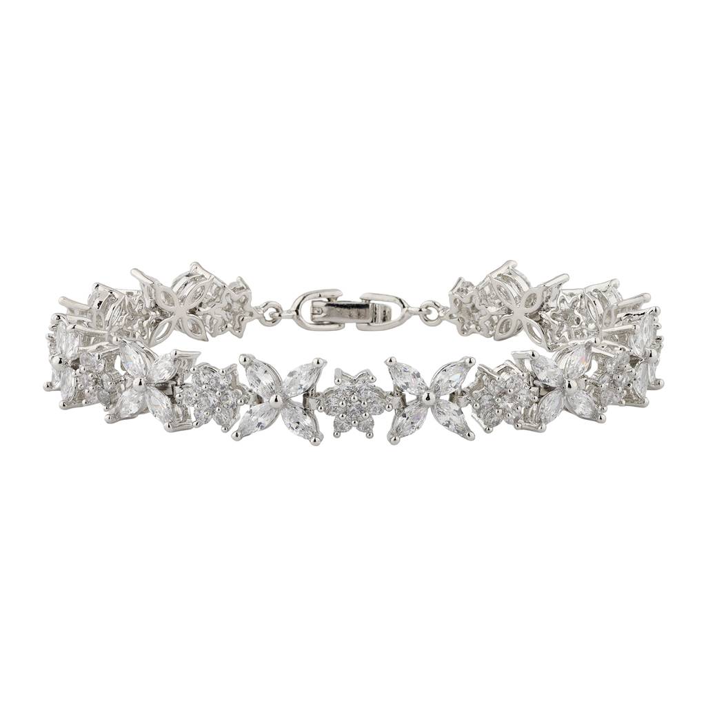 Sparkling Elegance Flora Bloom American Diamond Tennis Bracelet : 8905124553703