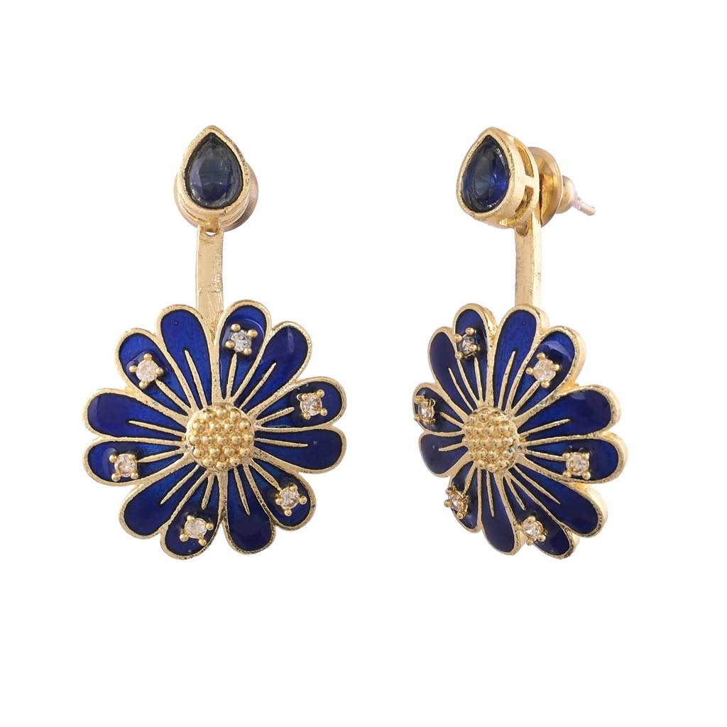 Flower Fantasy Sapphire Blue Daisy Ear Jackets : 8905124528824