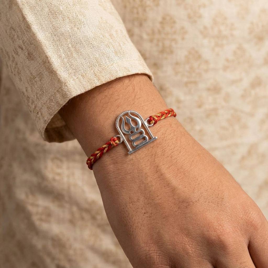 Rudraksh 925 Sterling Silver Rakhi For Brother : RB-0025
