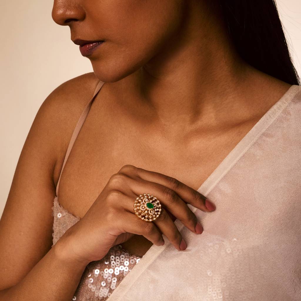 Gold - Plated Bridesmaid Zircon Finger Ring - 456448 : 456448
