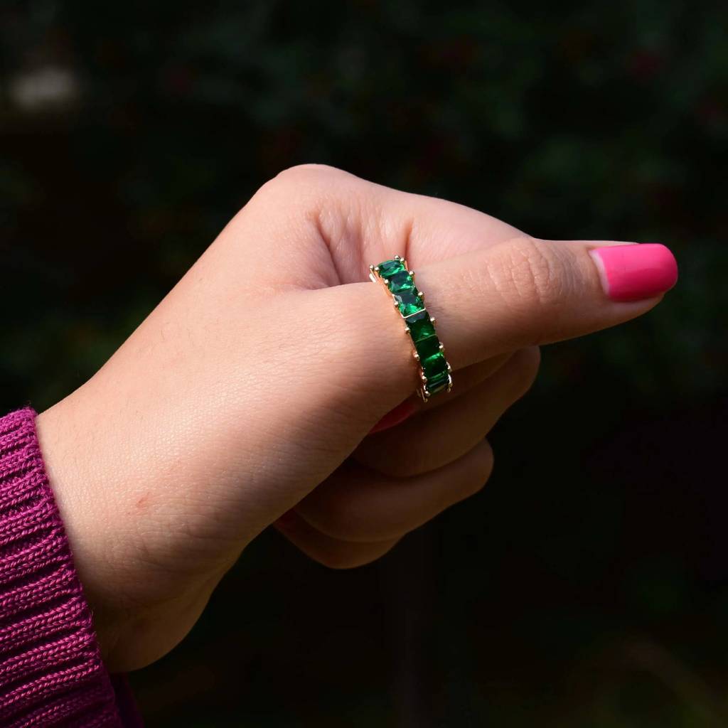 Emerald Cubic Tennis Ring : RS10470