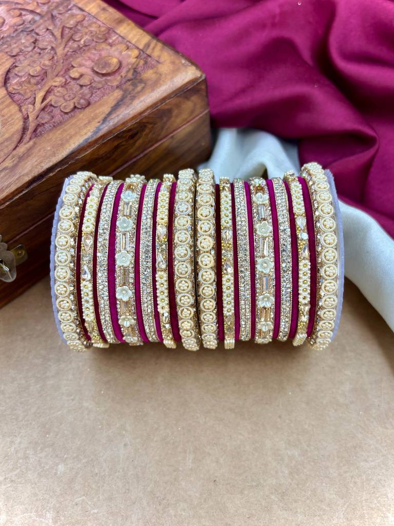 Velvet Bridal Bangles Set : HB-53-24-RANI