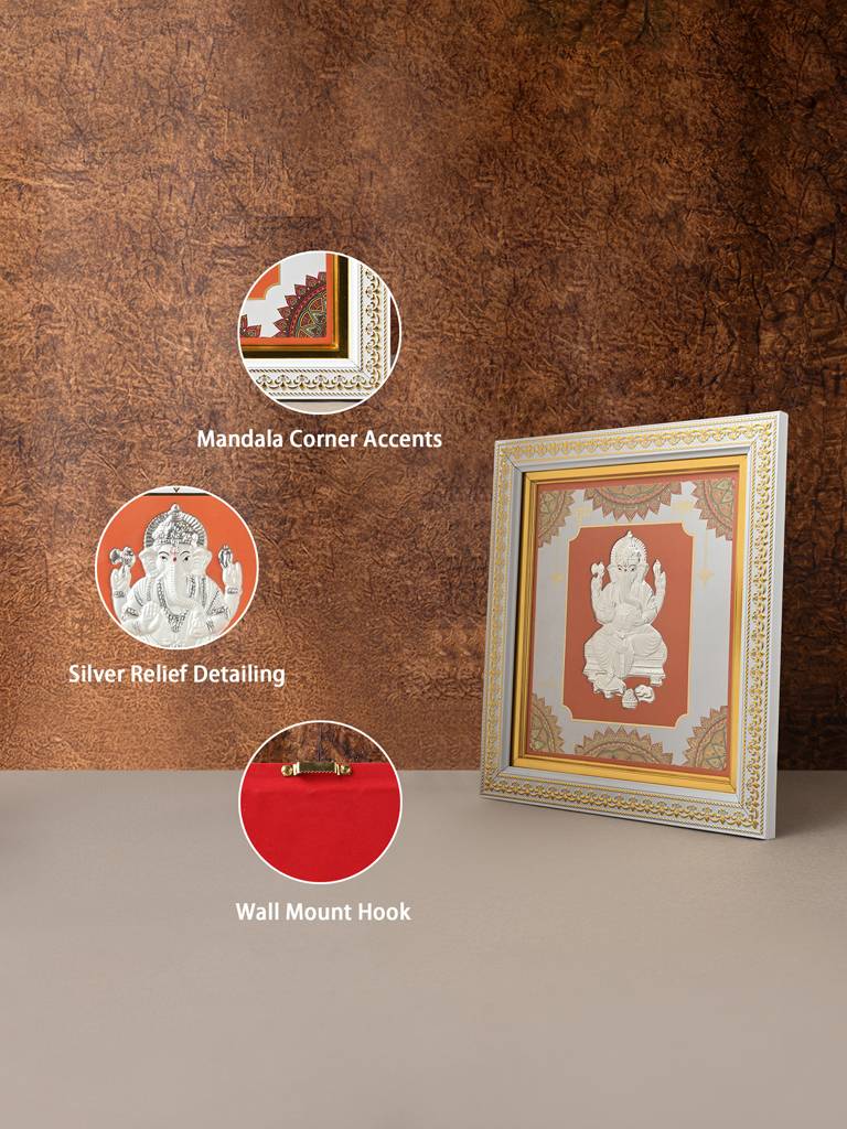 Pure 999 Silver Ganesh Wall Frame : DFGFT355