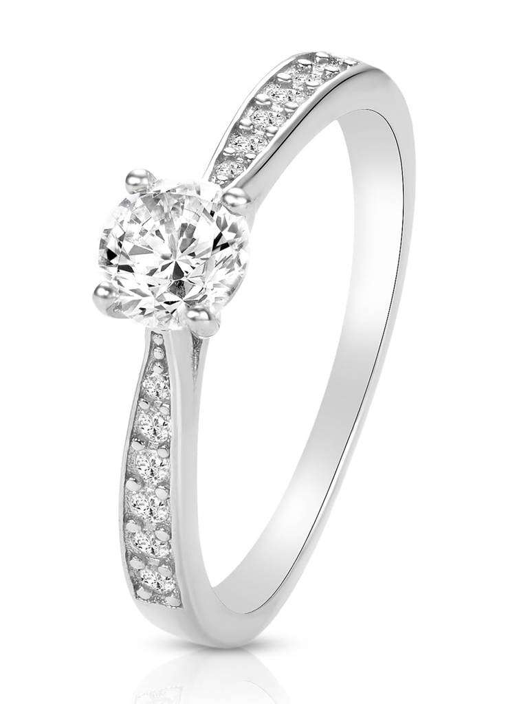 Rose Gold Plated 925 Sterling Silver Cz & Crystal Studded Finger Ring Fine Jewellery Gift For Women : PR5868S-5