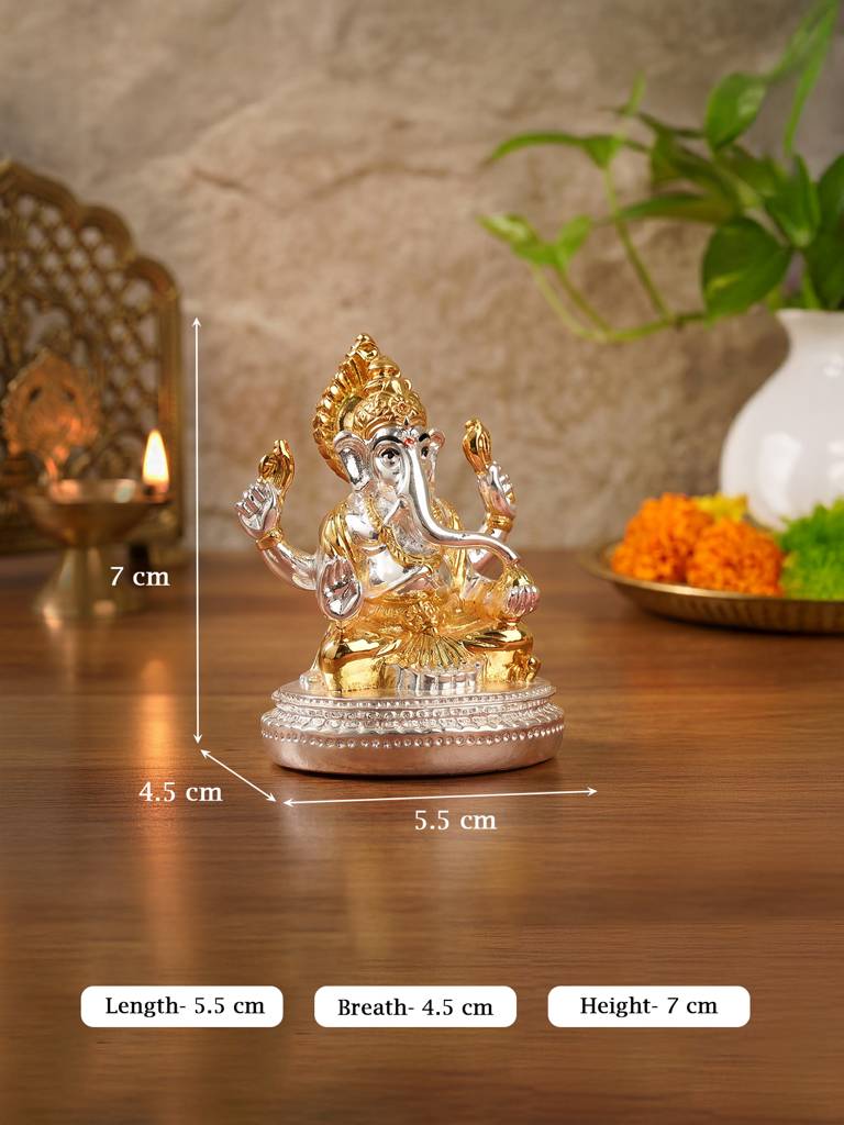 24K Gold Plated Dual Tone Ganesha Idol : HIGFT462
