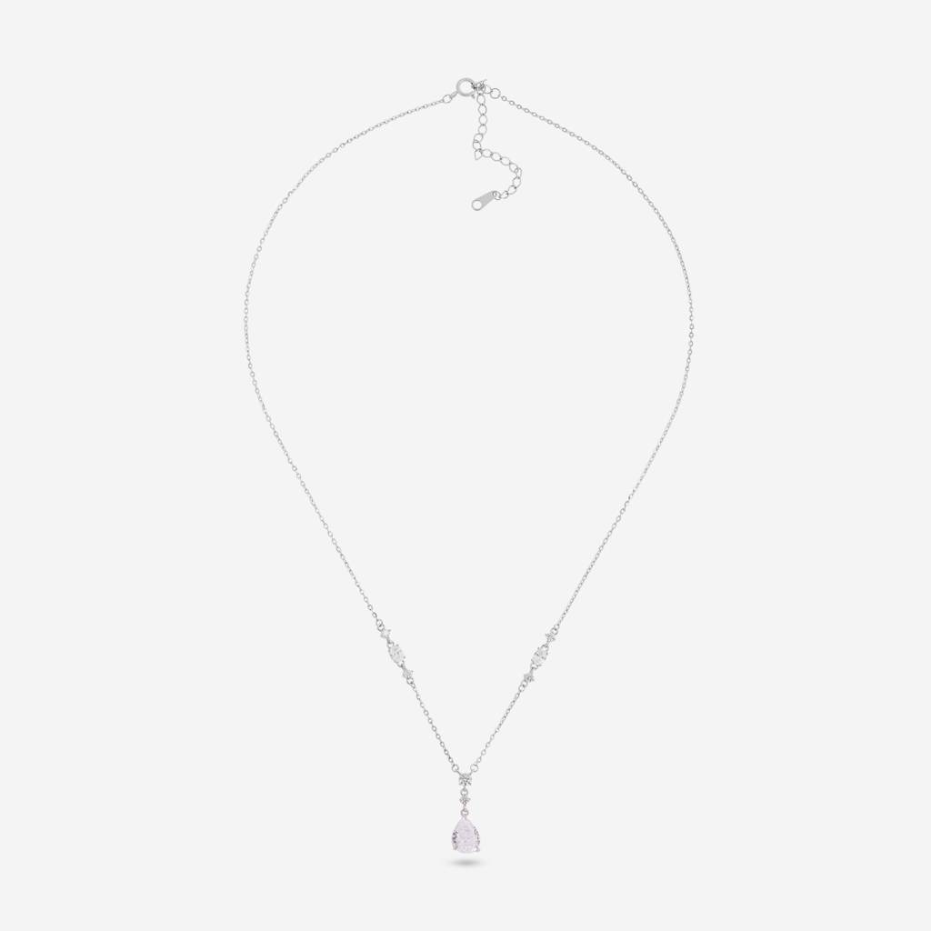 White Rodium Plated - Office Wear Silver Necklace - 466578 : 466578