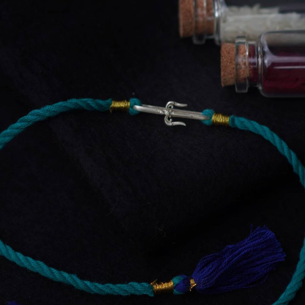 Trishul Silver Watch Charm Rakhi : SJ887