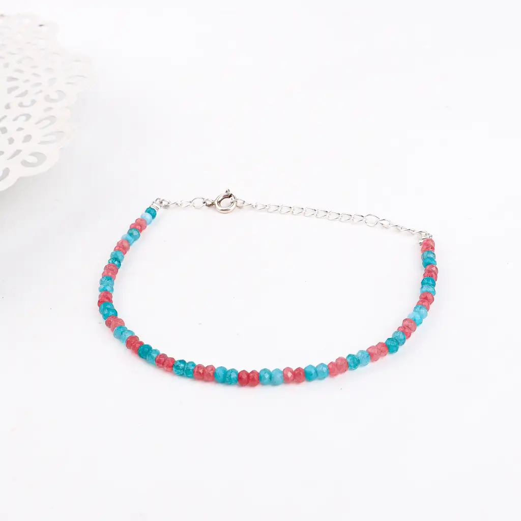 Pink Jade & Blue Jade Bracelet : 49339799