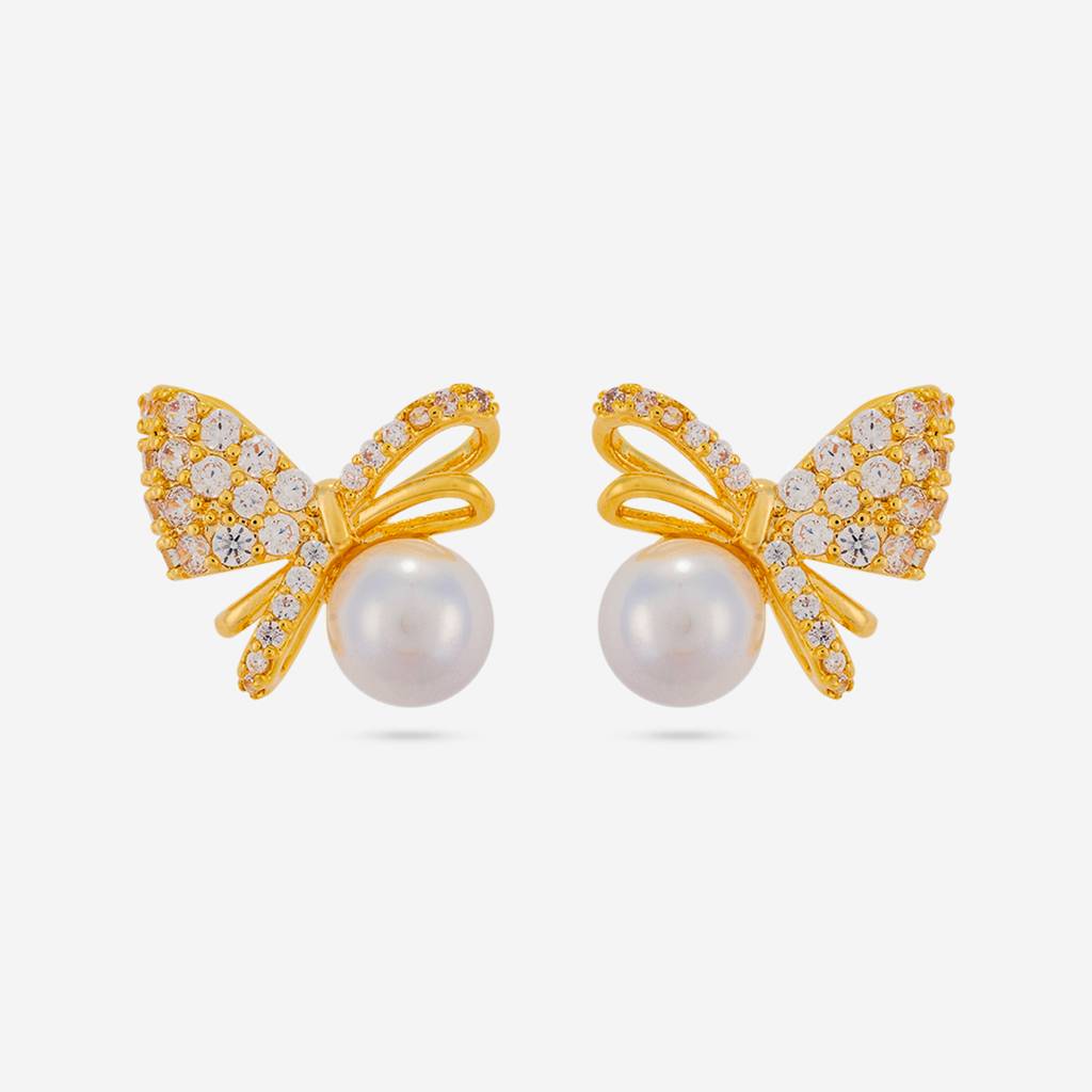 Pearl Gold - Plated Casual Wear Trendy Zircon Earring - 464507 : 464507