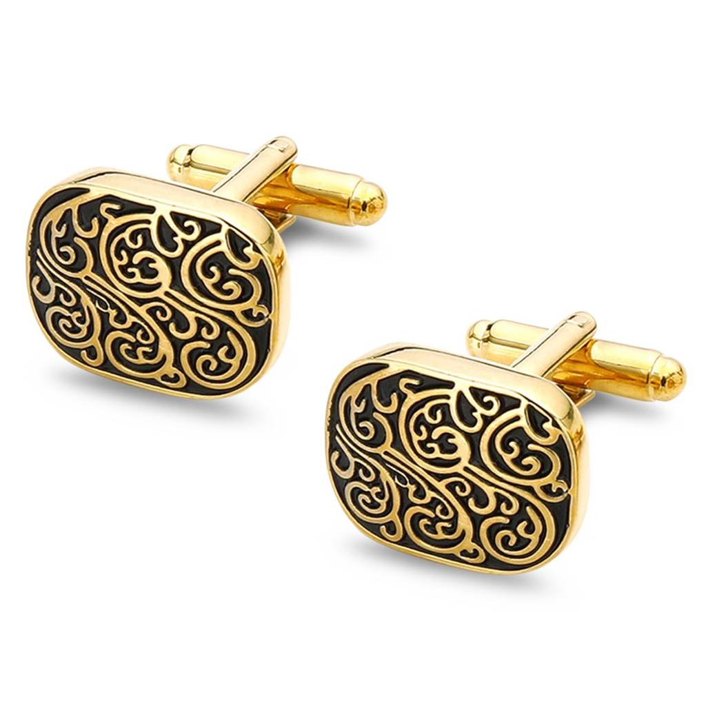 Gold Plated Textured Style Fancy Cufflinks Bussiness & Occasion Gift For Men : PX9CL169GBL