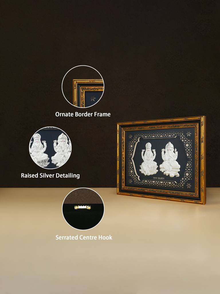 Pure 999 Silver Lakshmi Ganesh Frame : COGFT338