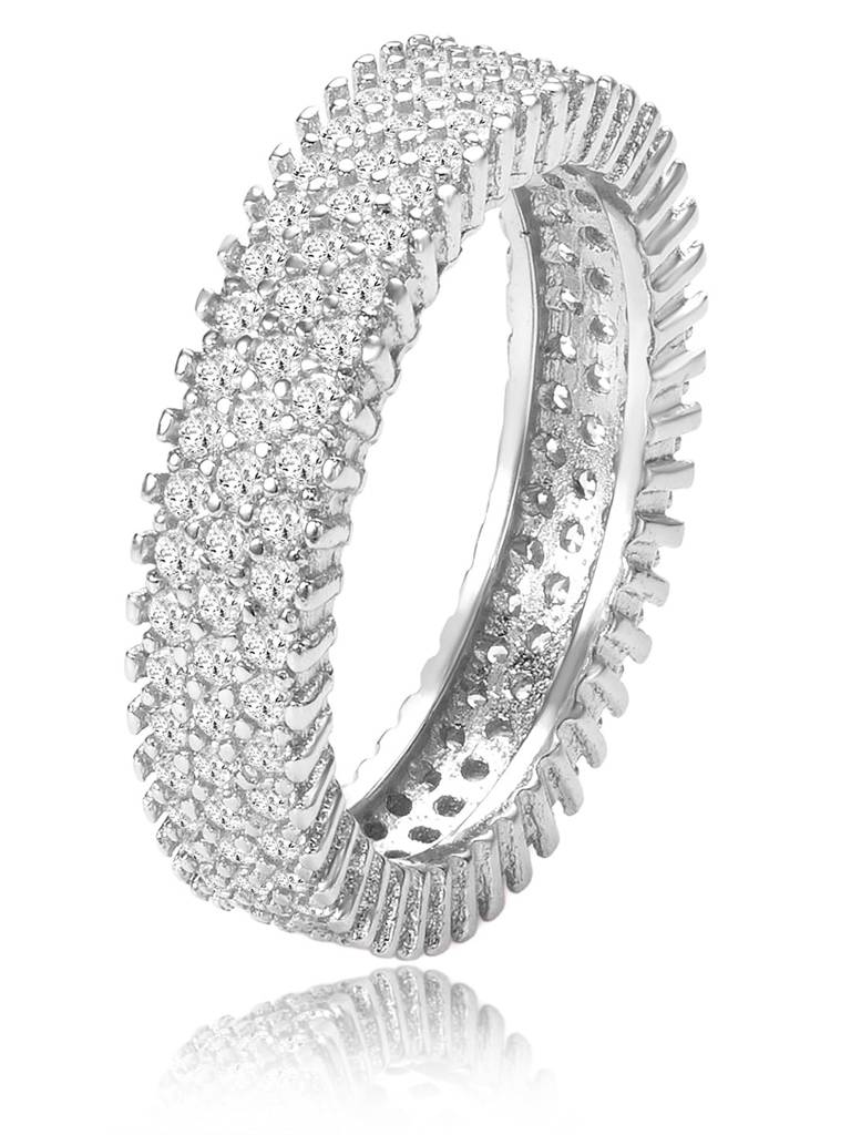 Rose Gold Plated 925 Sterling Silver Cz Studded Eternity Finger Ring Fine Jewellery Gift For Women : PR5857S-7