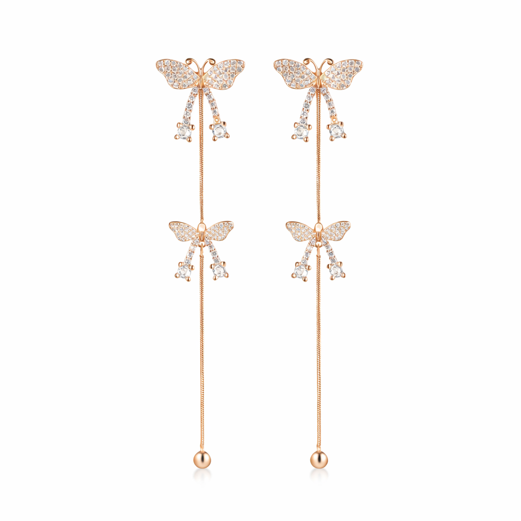 925 Sterling Butterfly Earrings : TRETL0045Rose