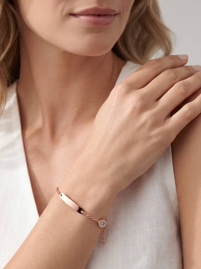 925 Silver Roseglow Identity Bracelet For Women : BR-88