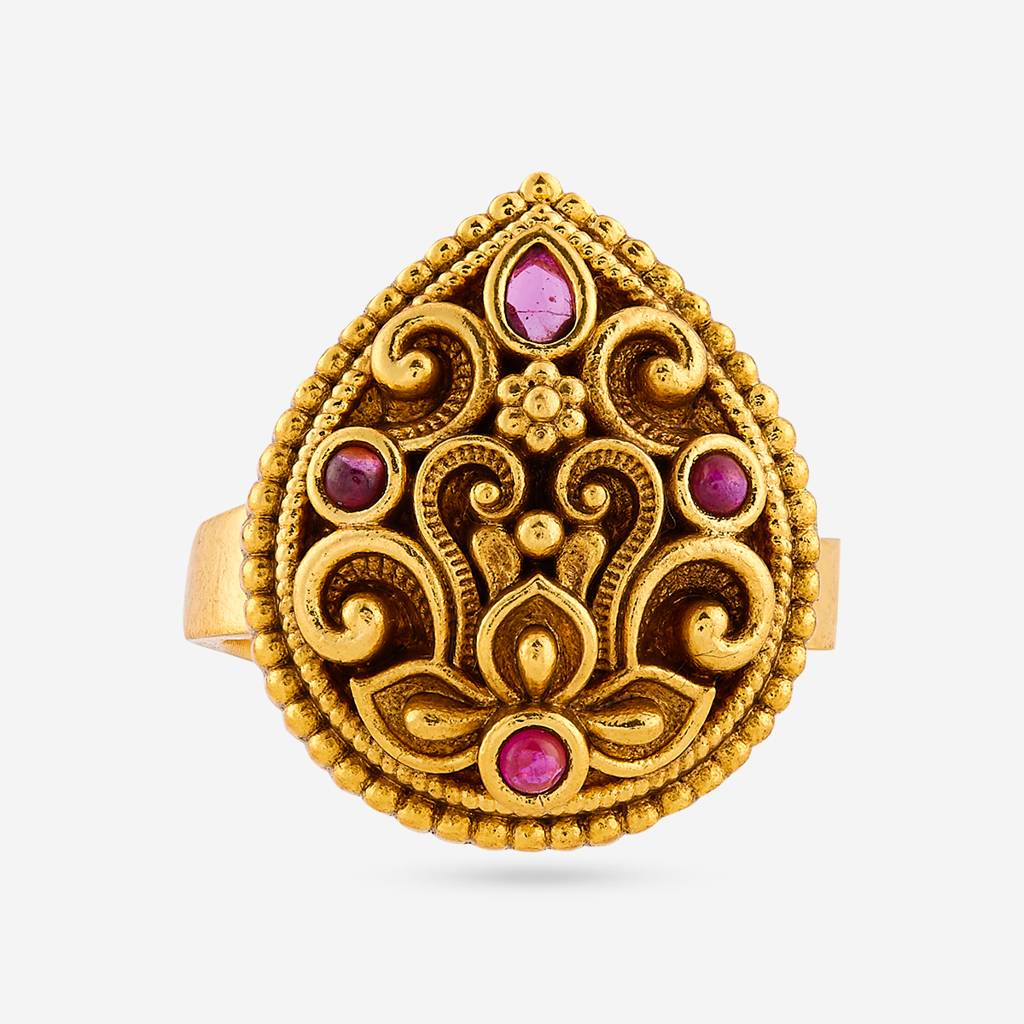 Gold Plated Festive Antique Finger Ring - 472040 : 472040