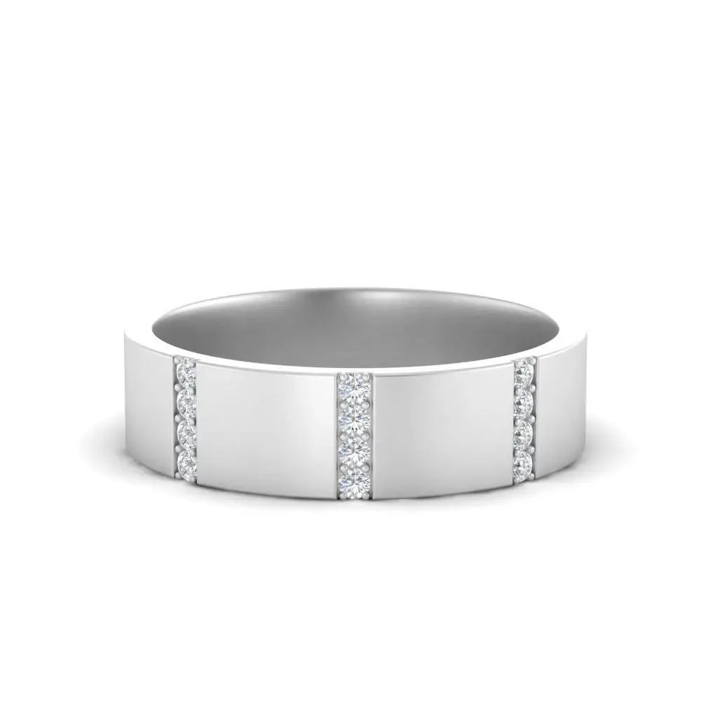 Princess Cut Diamond Eternity Men'S Band | Brushed Finish Modern Setting : RCC0010-YE-Silver925-LabD-9