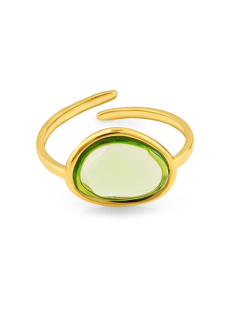 18K Gold Plated Verdant Ring Stainless Steel Waterproof & Anti-Tarnish(Free Size) : R60DGSS0G