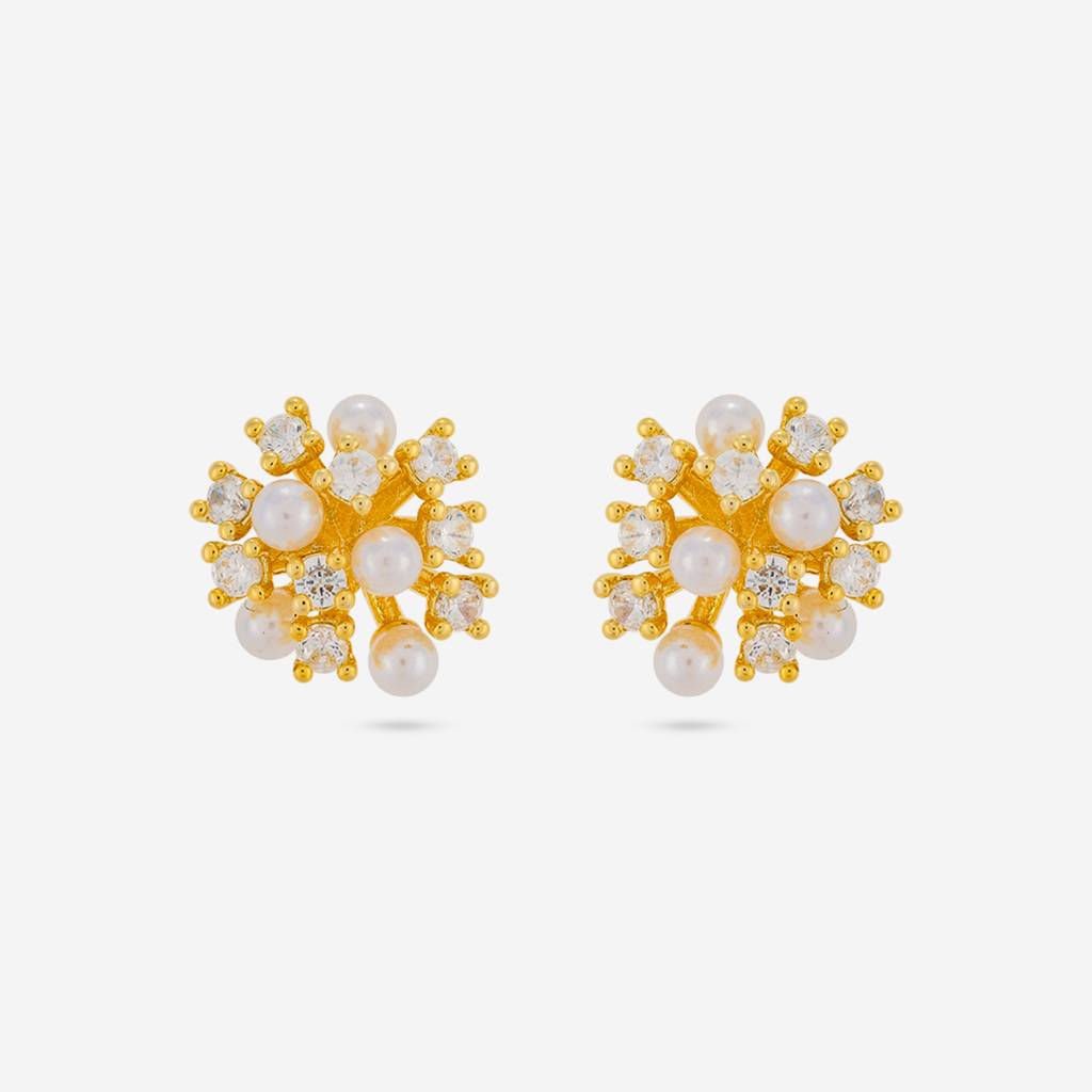 Pearl Gold - Plated Casual Wear Trendy Zircon Earring - 464639 : 464639