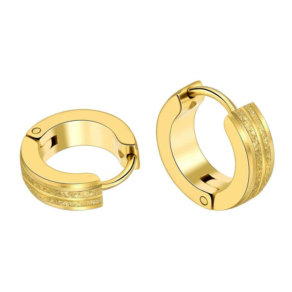 Gold Plated Stainless Steel Stylish Huggie Hoop Earrings For Men & Women (1 Pair) : PX9E66G