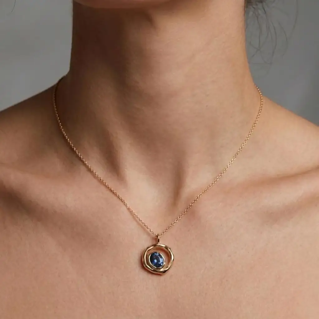 Eclipse Halo Semi Silver Pendant Necklace : VFL08-G-SM-C