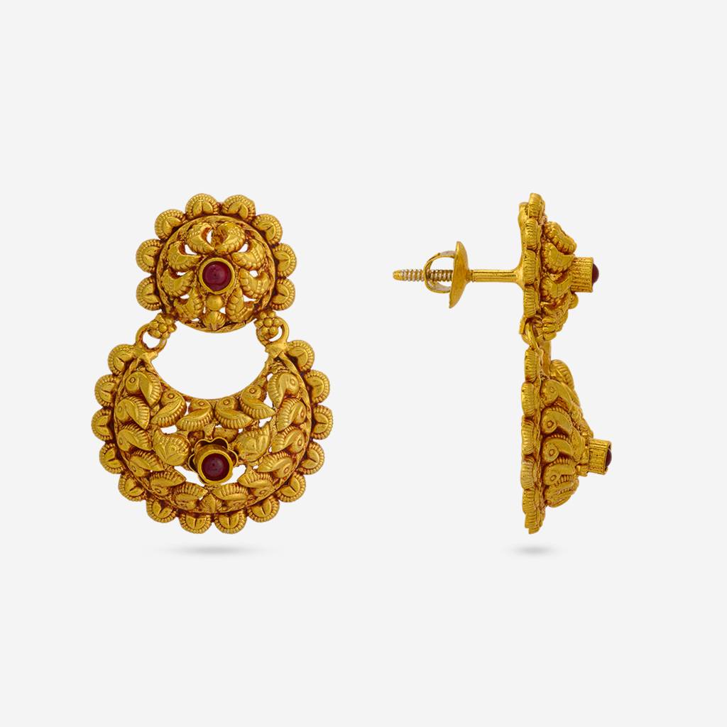 Ruby Gold - Plated Festive Temple Earring - 467762 : 467762