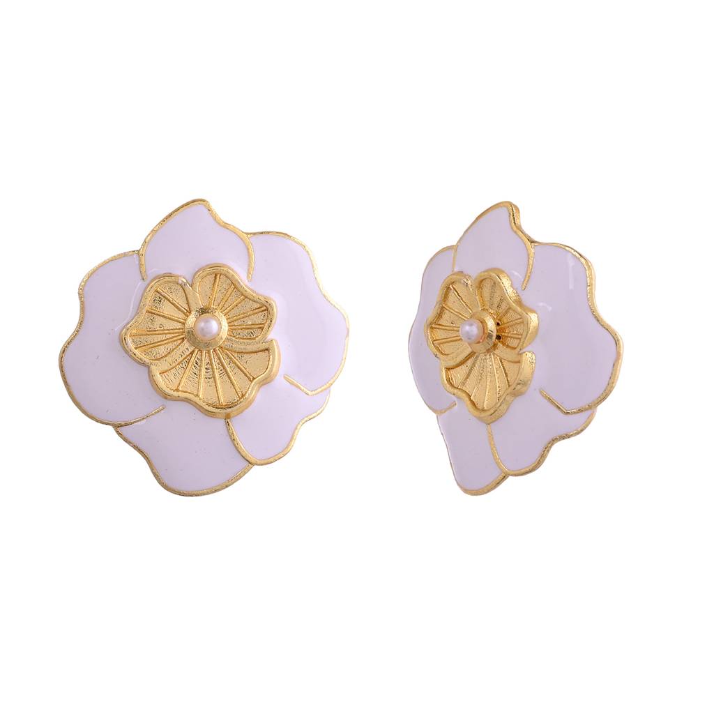 Flower Fantasy White Popi Flower Ear Studs : 8905124532227