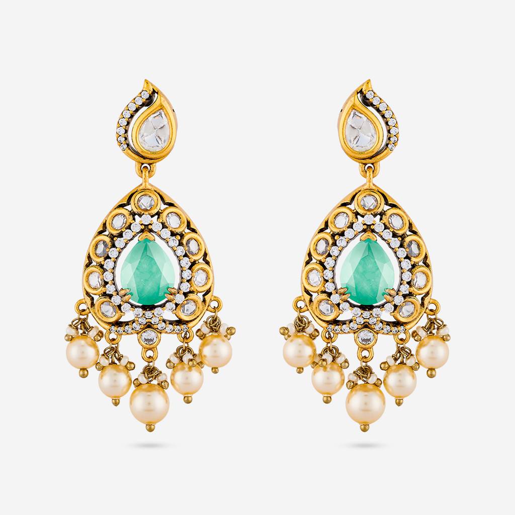 Mint Victorian - Plated Bridesmaid Kundan Earring - 458651 : 458651