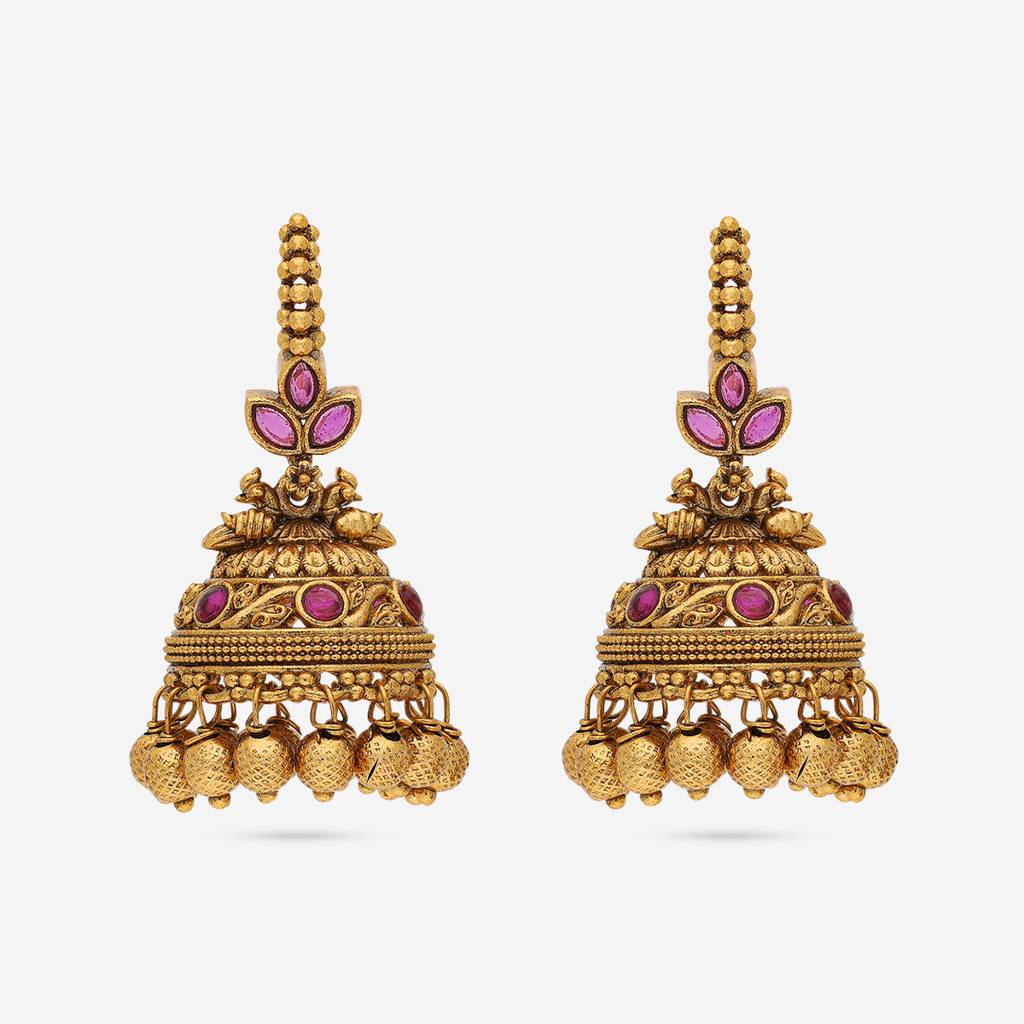 Ruby Gold - Plated Festive Antique Earring - 445957 : 445957