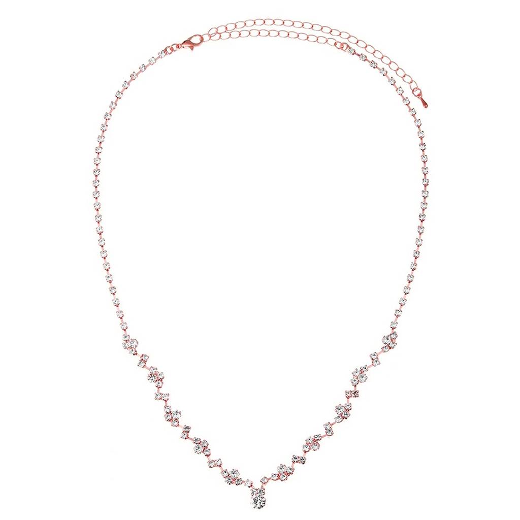 Silver Plated Crystal Studded Necklace With Drop Earrings Stylish Fashion Jewellery For Women & Girls : PX9N140C